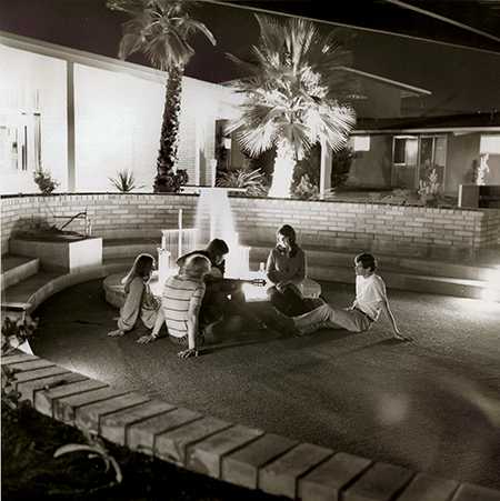 Students by fountain, early 1970s